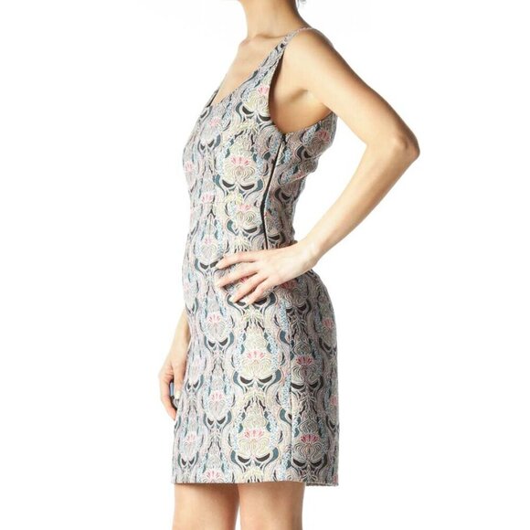 Jack Multicolored Mock-Brocade Structured Mini Dress - Picture 2 of 3
